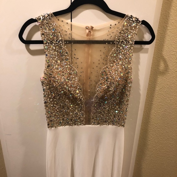 White Blush Sequined Prom Dress - Picture 3 of 6